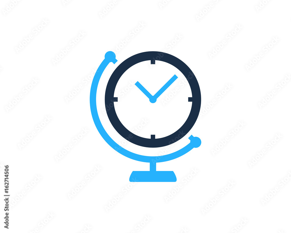 World Time Icon Logo Design Element