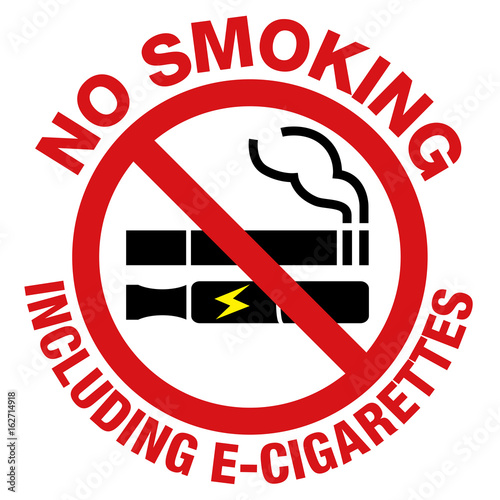 No Smoking including electronic cigarettes sign.