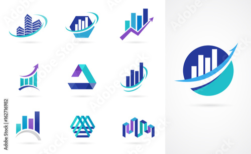 Marketing, finance, sales, media and business abstract logos and icons