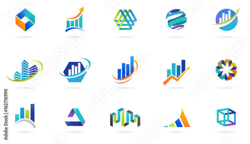 Marketing, finance, sales, media and business abstract logos and icons