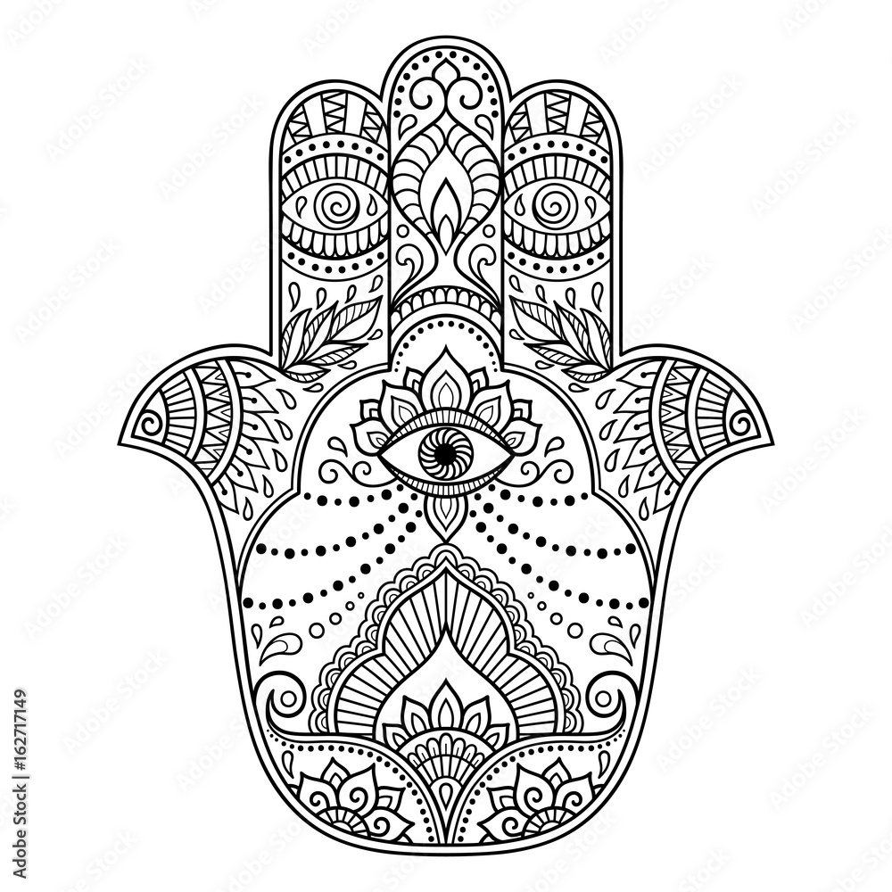 Vector hamsa hand drawn symbol. Decorative pattern in oriental style ...