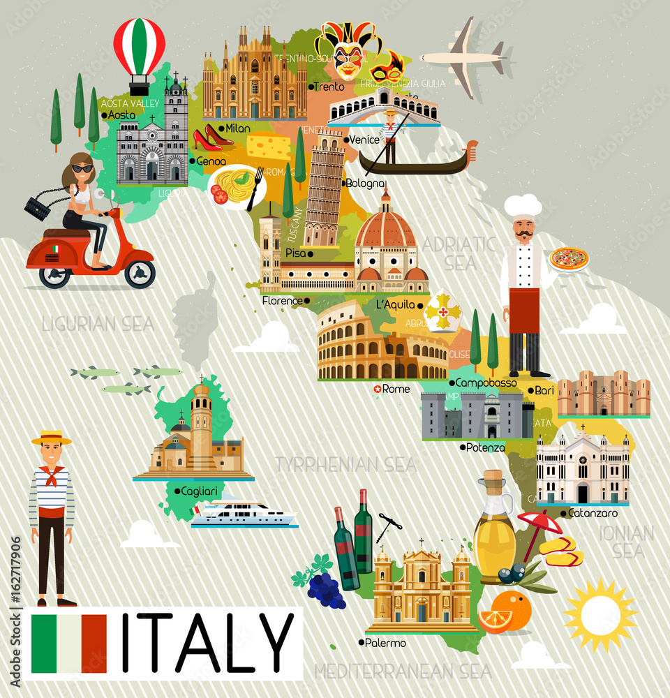 Italy Travel Map.