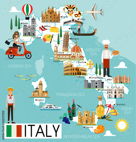 Fotografia Italy Travel Map.