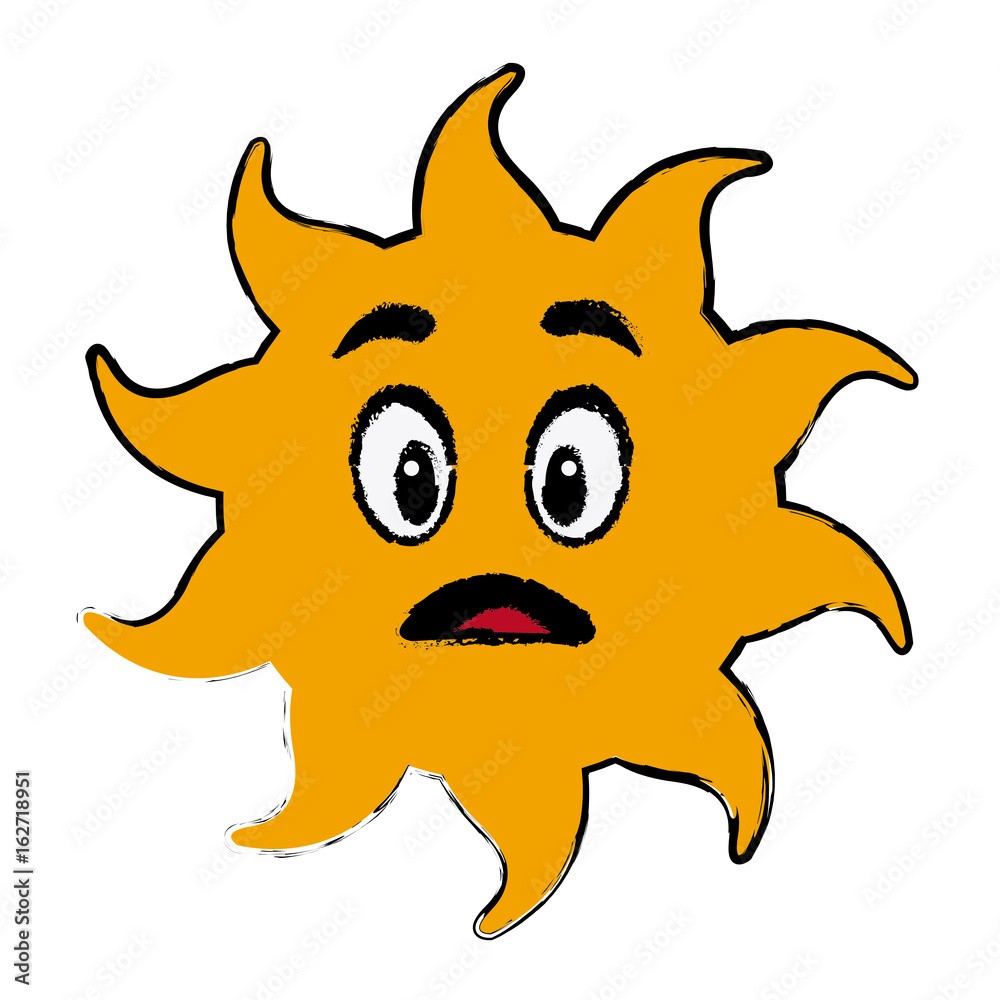 surprised sun cartoon mascot character vector illustration