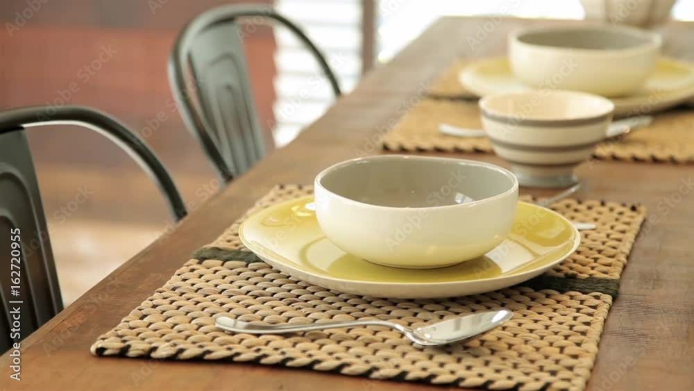 Prepare Setting Dining Table before Eat Prepare Setting Dining Table before Eat