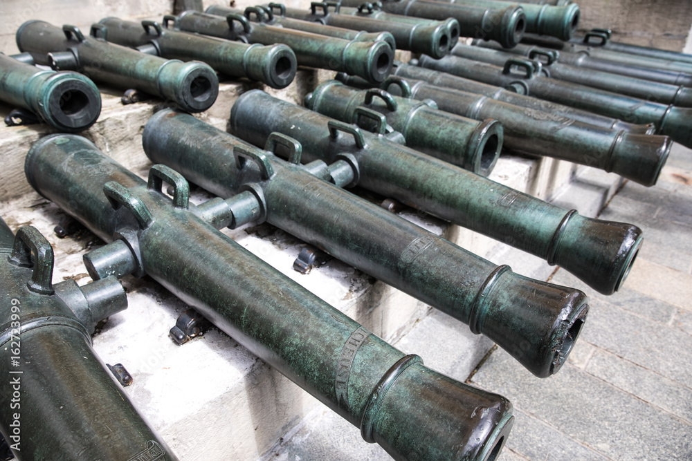 Ancient cannons in Kremlin. Moscow, Russia.