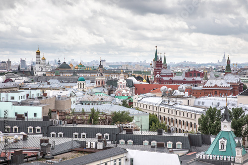 Rooftop aerial view of Moscow Downtown.