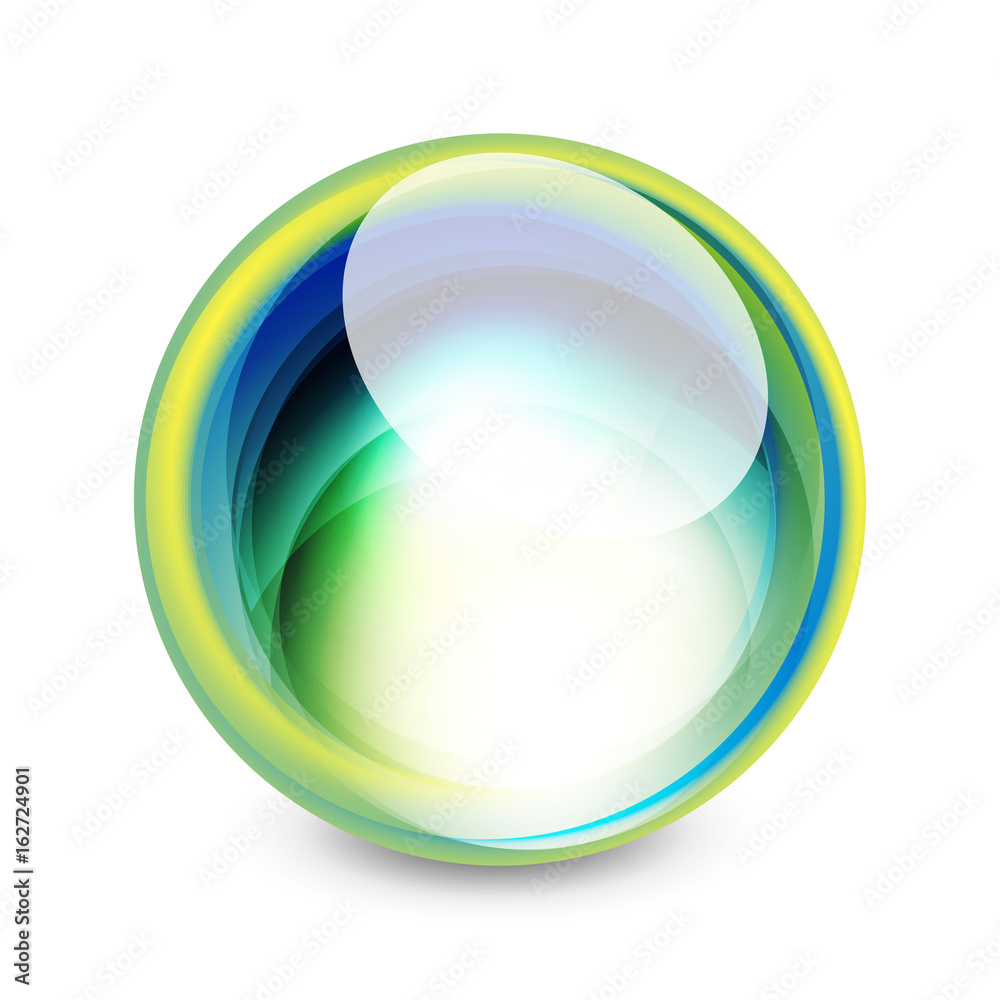 Glass sphere, futuristic abstract element Glass sphere, futuristic abstract element