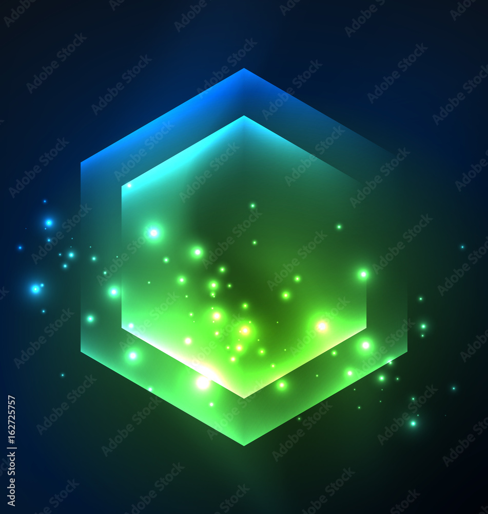 Techno glowing glass hexagons vector background Techno glowing glass hexagons vector background