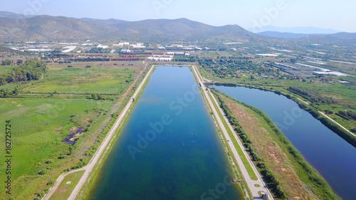 Aerial drone photo of Schinias public Rowing and Canoeing Centre , Attica, Greece photo