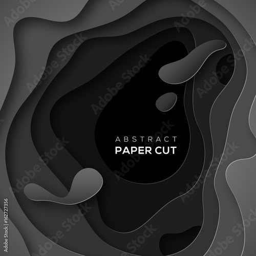 Canvas Print 3D abstract background with black paper cut shape