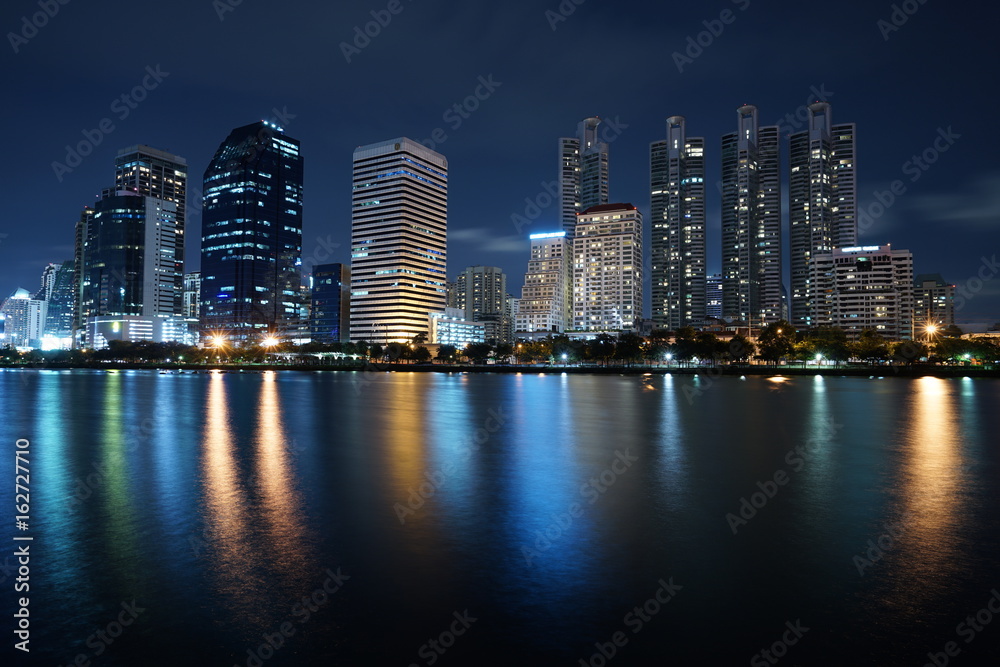 Cityscape of Benjakiti Park in Bangkok, Thailand