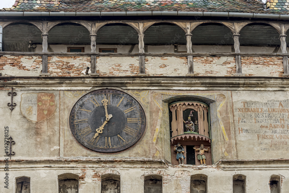 Seven o'clock, Turnul cu Ceas, the Clock Tower Of The Citadel In Sighisoara, Romania