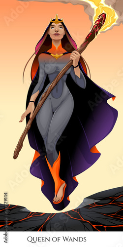 Queen of wands, tarot card.