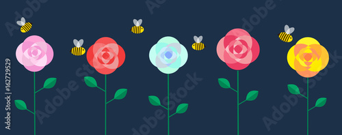 Multicolored roses set