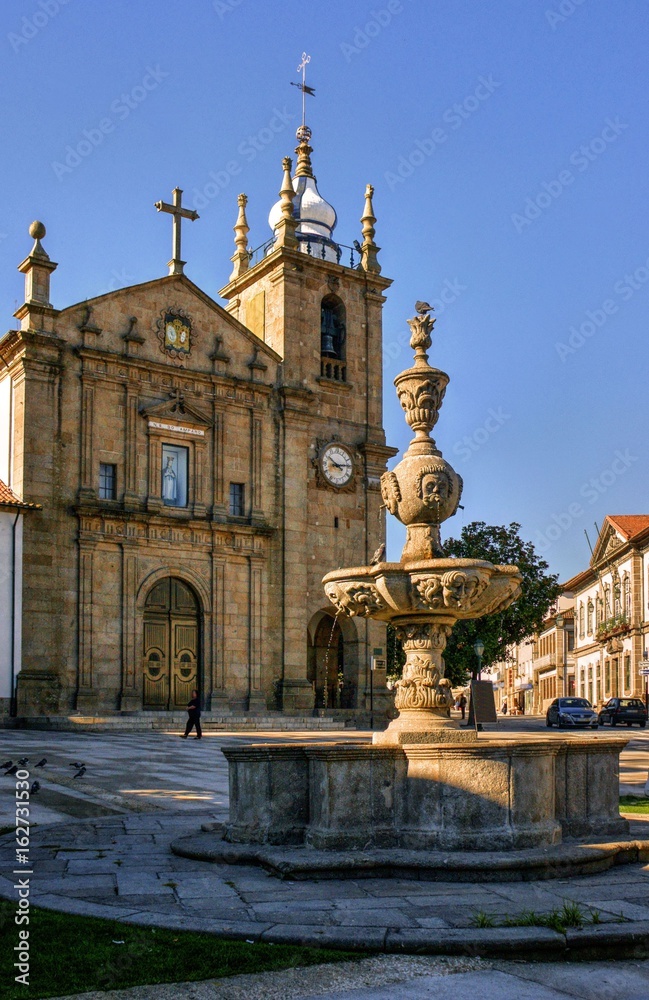 Misericordia fountain and church in Penafiel, north of Portugal