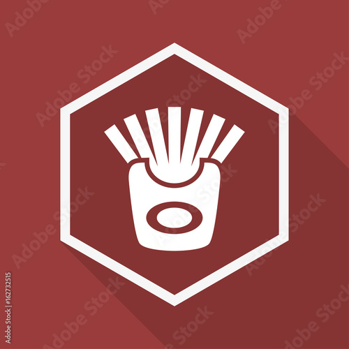 Poly Button mit Schatten - Pommes - Fastfood