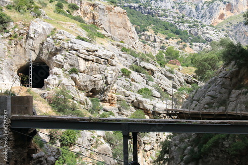 Old bridge over the Guadalhorce river in the Caminito del Rey, Malaga, Spain