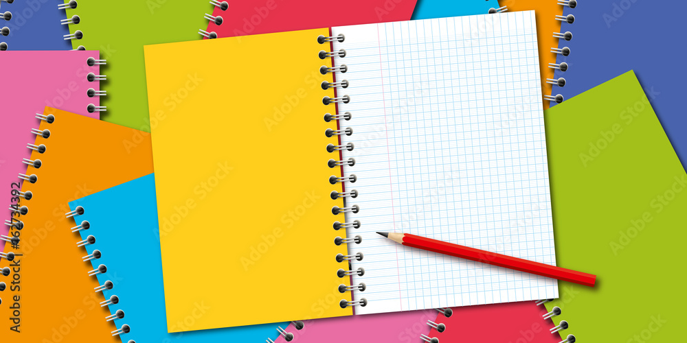 Vecteur Stock cahier - fond - feuille - page - feuille blanche - page  blanche - agenda - crayon | Adobe Stock