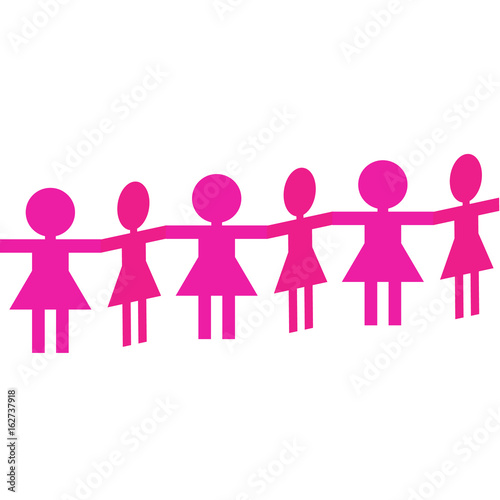 Chain of people isolated on white background