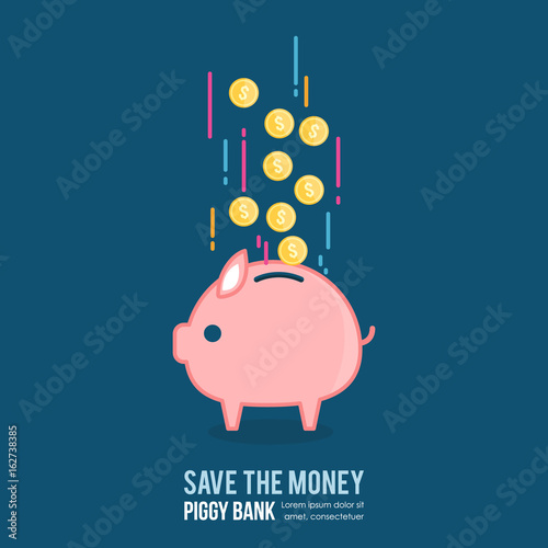 Piggy bank save the money , vector flat design