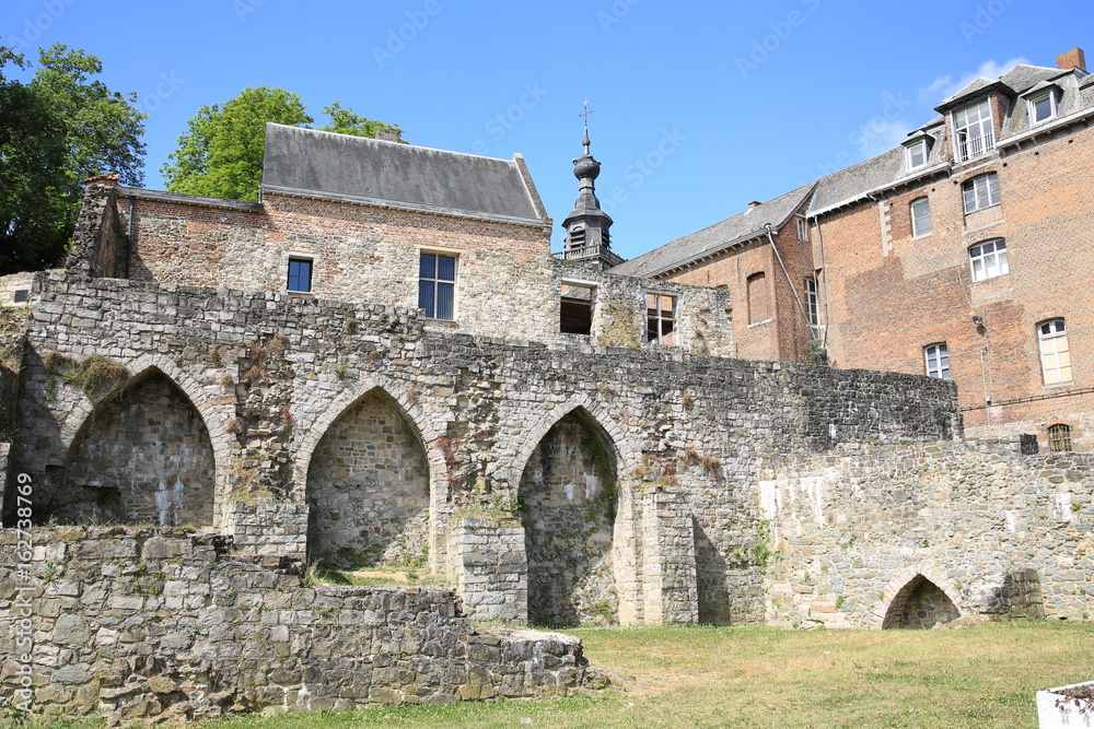 The historic rampart of the city Binche in Wallonia, Belgium