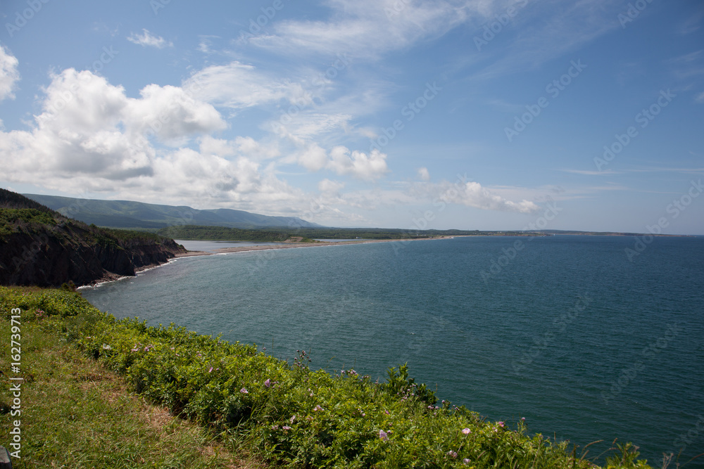 A view of the atlantic ocean from the Cabot Trail in Cape Breton