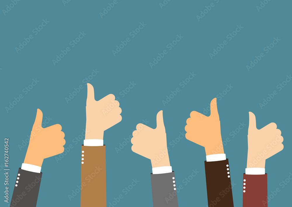 business people holding thumbs up business people holding thumbs up