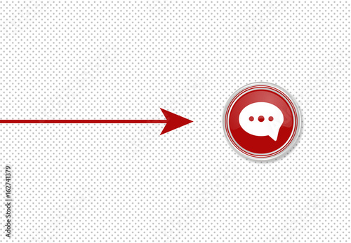 Pfeil zeigt auf Knopf - Sprechblase - Kommentar