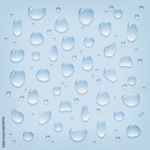 Crystal clear realistic cool vector water drops set. Transparent pure shiny aqua water drops design element collection.