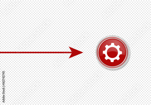 Pfeil zeigt auf Knopf - Zahnrad
