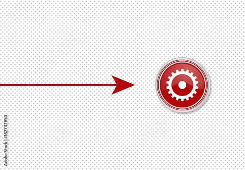 Pfeil zeigt auf Knopf - Zahnrad