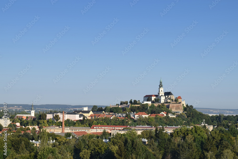 View of the Nitra city from distance, city silhouette, Slovakia