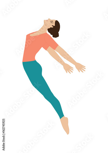 Woman gymnast exercise in stretching sport yoga fitness ballet sport dancing isolated on white background art creative modern vector