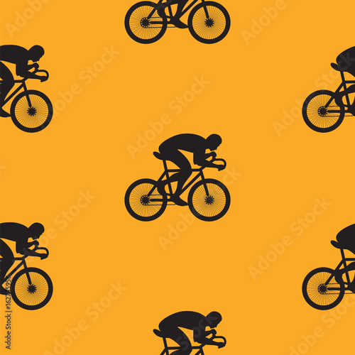 pattern bicyclist black silhouette on a yellow background art creative modern vector