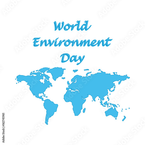 World Environment Day symbolic world map blue isolated on white background flat style art creative modern vector illustration