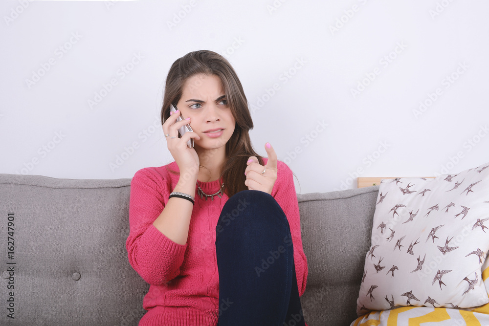 Woman talking on phone. Woman talking on phone.