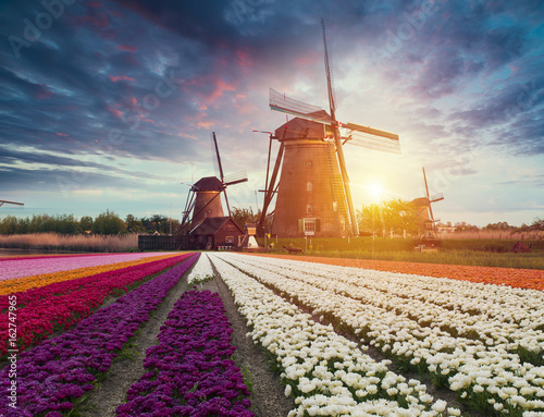 sunshine behind Dutch windmill, Groningen, Netherlands