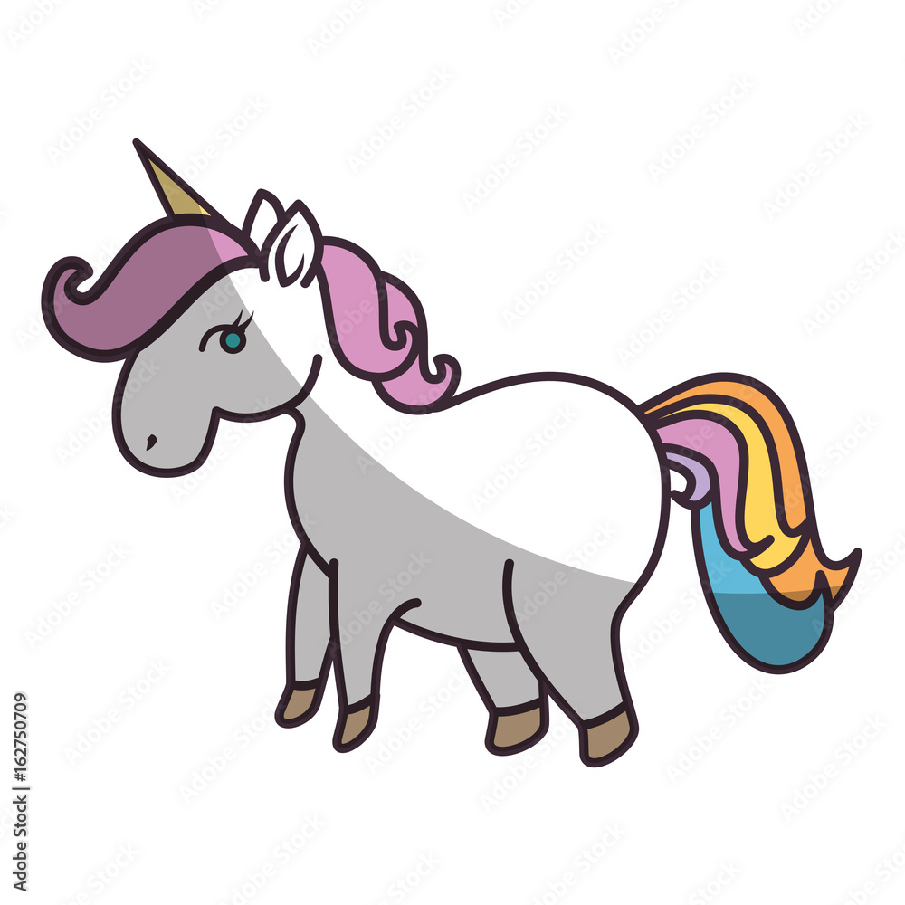 Naklejka premium Cute unicorn cartoon icon vector illustration graphic design