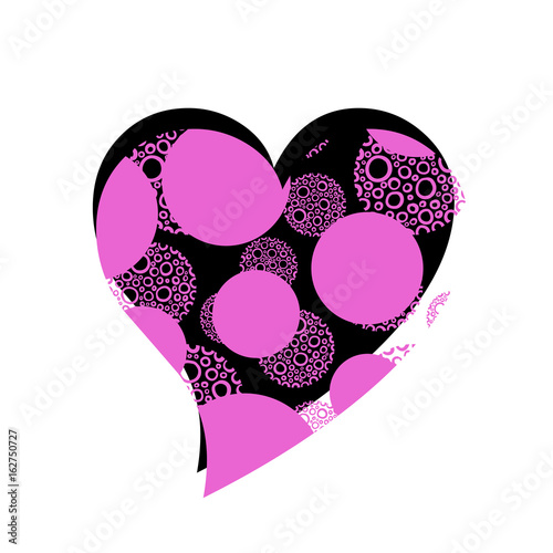 Black and pink heart on a white background