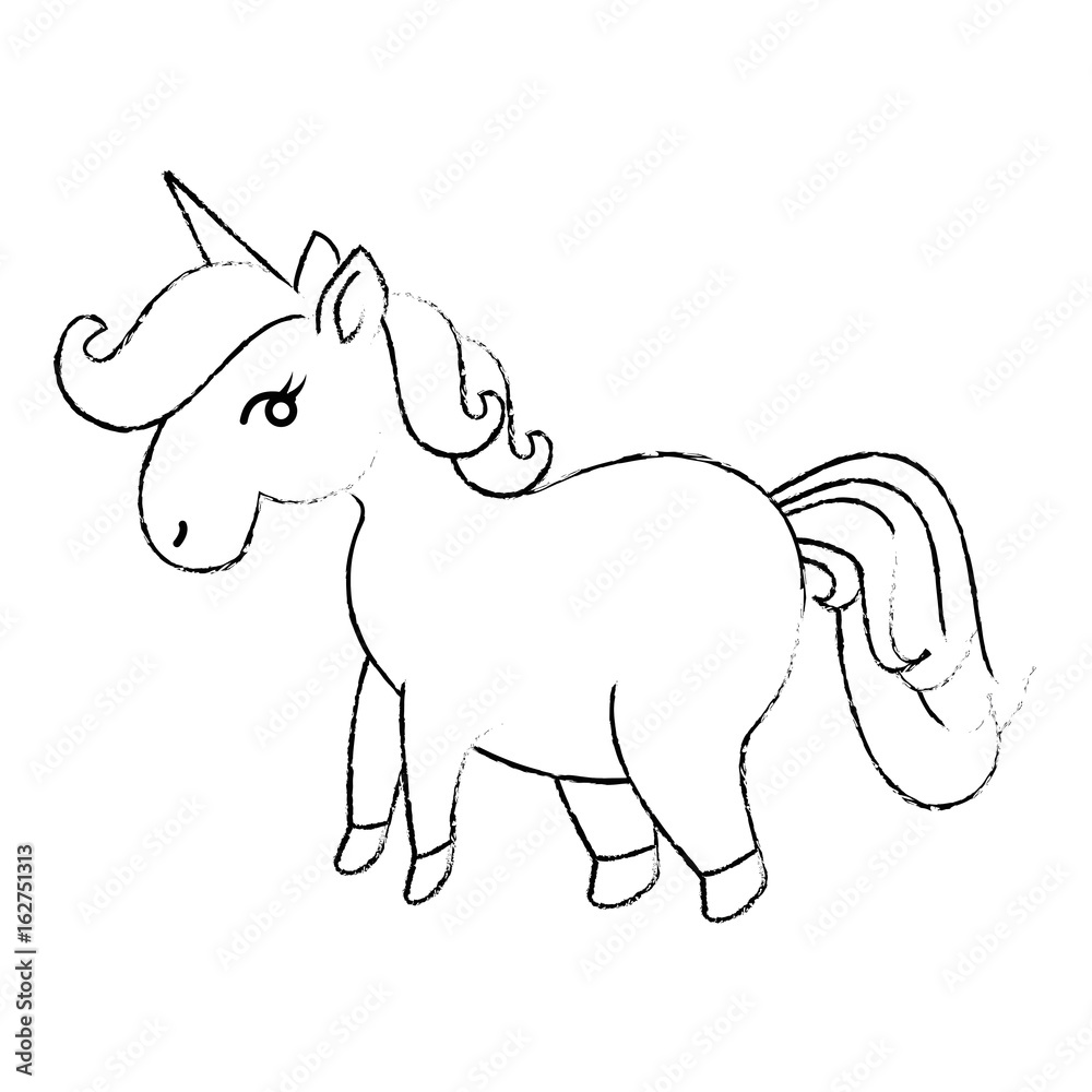 Naklejka premium Cute unicorn cartoon icon vector illustration graphic design