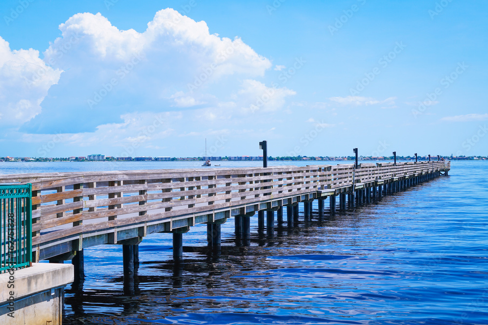A pier on Charlotte Harbor in southwest Florida where people come to fish or just hangout and look at the scenery.