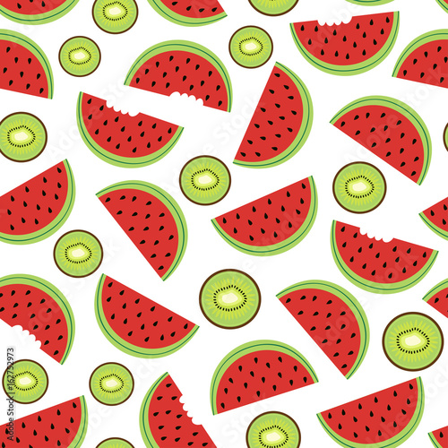 seamless pattern with watermelon and kiwi - vector illustration, eps