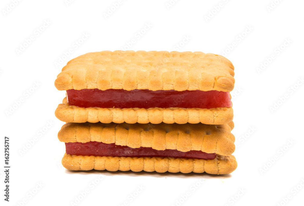 Fototapeta premium Sandwich cookies with jelly isolated