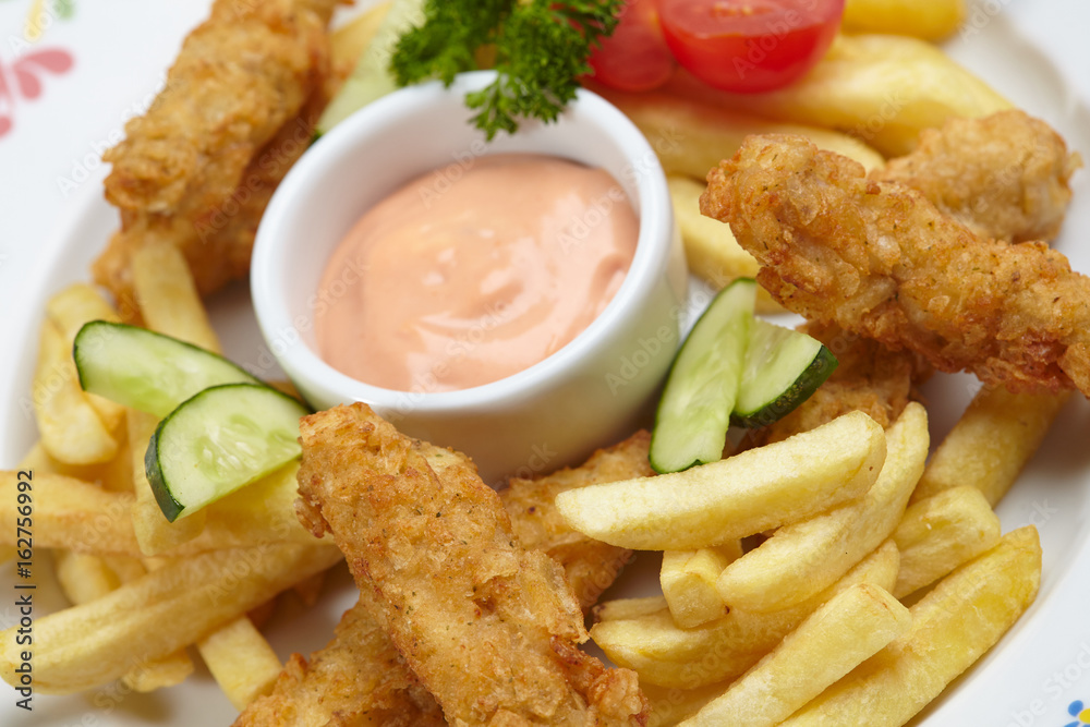 Chicken nuggets with french fries Chicken nuggets with french fries