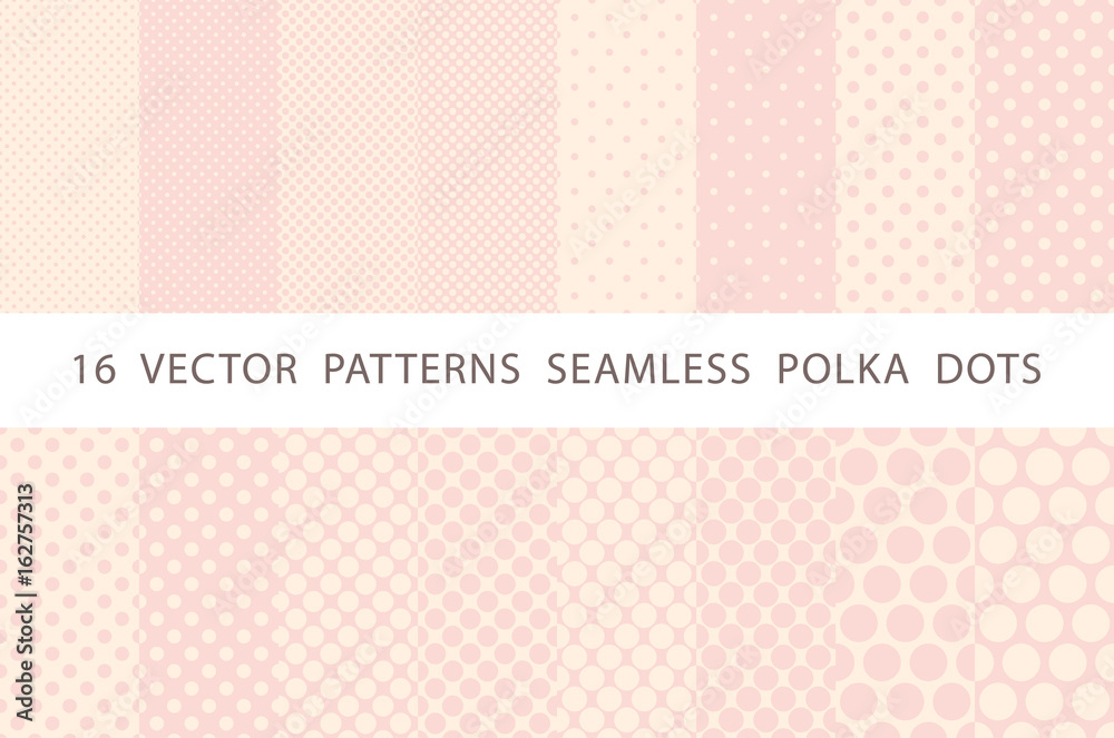 16  VECTOR  PATTERNS  SEAMLESS  POLKA  DOTS pink set