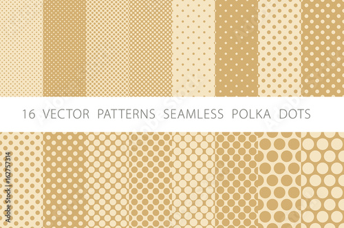 16 VECTOR PATTERNS SEAMLESS POLKA DOTS set beige background