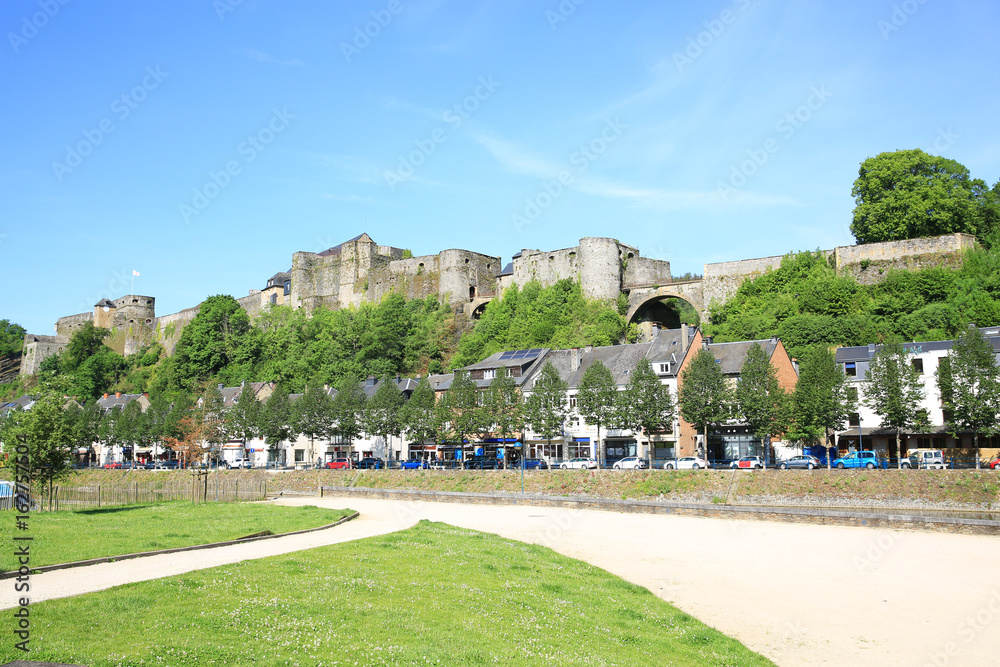 Obraz premium The medieval Castle of Bouillon in Ardennes, Belgium, over thousand years old