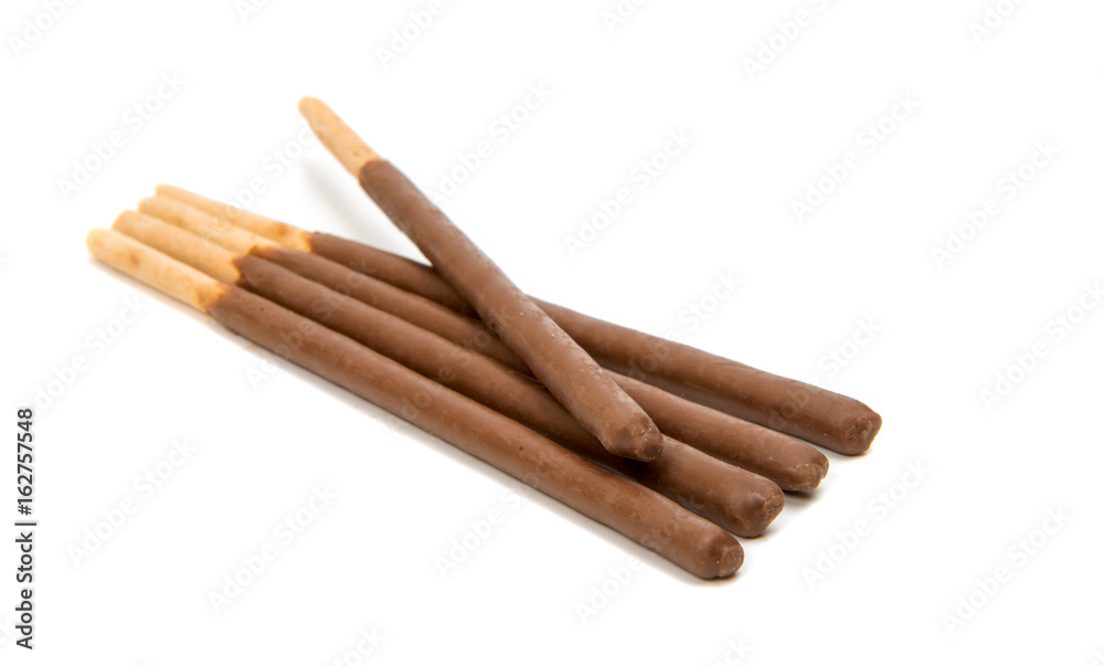 Biscuit sticks in chocolate isolated Biscuit sticks in chocolate isolated