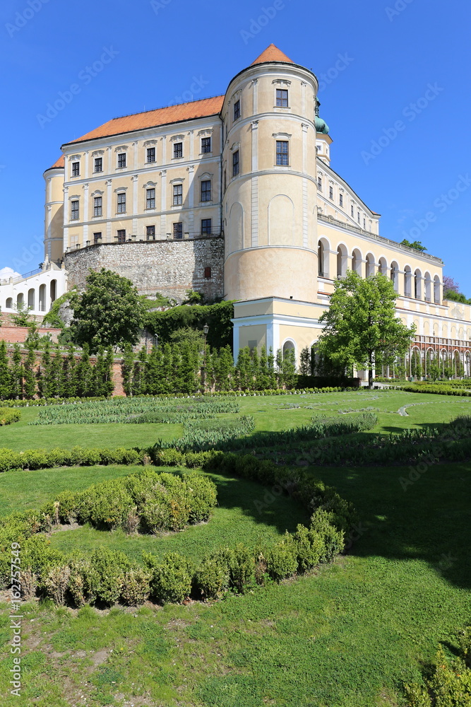 Mikulov castle with the park on sunny day
